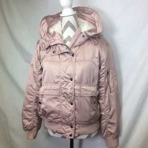 American Eagle Pink Sherpa w/Hood Bomber Jacket